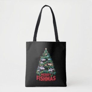 Frohe Fishmas Weihnachtsbaum Lights Fish Angeln Tasche