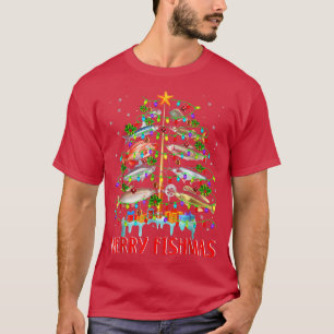 Frohe Fishmas Weihnachtsbaumleuchten T-Shirt
