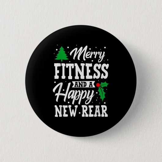 Frohe Fitness Glückliches Neues Hinterteil Workout Button (Vorderseite)