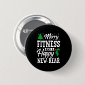 Frohe Fitness Glückliches Neues Hinterteil Workout Button (Vorne & Hinten)