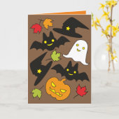 Frohe Fledermäuse, Geist, Hat & Jack O' Lantern Ha Karte (Gelbe Blume)