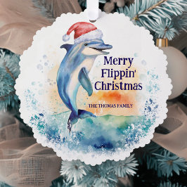 Frohe Flippin Weihnachten Dolphin Santa Ornament Karte