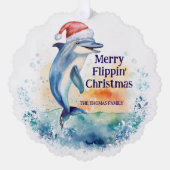 Frohe Flippin Weihnachten Dolphin Santa Ornament Karte (Vorderseite)
