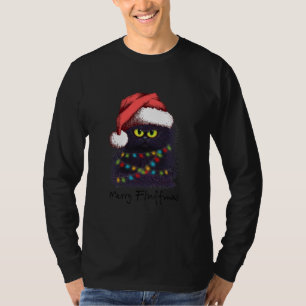 Frohe Fluffmas Katzen mit Weihnachtsmannmütze Xma T-Shirt