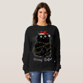 Frohe Fluffmas Katzen mit Weihnachtsmannmütze Xmas Sweatshirt (Vorne ganz)