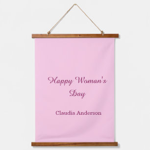 Frohe Frauen Tag rosa mauve Name stilvoll kalligra Wandteppich Mit Holzrahmen