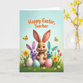 Frohe Frühlingsgrüße Lehrerin-Hase Karte (Gelbe Blume)