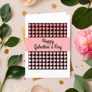 Frohe Galentine`s Day Pink Schwarzes Herz Muster Feiertagskarte