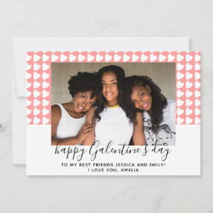 Frohe Galentine`s Day Rosa Herz Foto Freundin Feiertagskarte