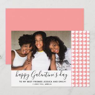 Frohe Galentine`s Day Rosa Herz Foto Freundin Feiertagskarte