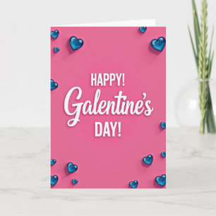 Frohe Galentines Day Blaue Herzen Karte