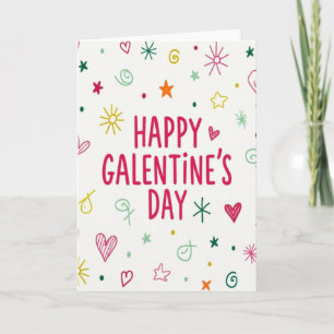 Frohe Galentines Day Doodle Karte