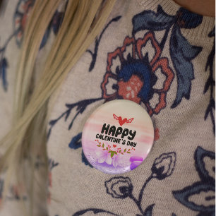 Frohe Galentine's Day Rotes Herz und Flügel Party Button