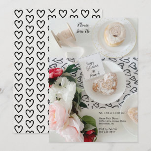 Frohe Galentine's Day Schwarze Herz Gruppe Einladu