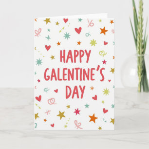 Frohe Galentines Day Sterne Herzen Karte
