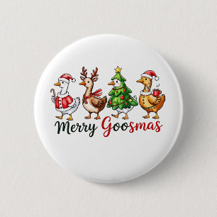 Frohe Gänsemas Weihnachtsgans mit Santa-Hut Button
