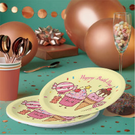 Frohe Geburtstag Eiscreme & Süßigkeiten – Lustiger Pappteller
