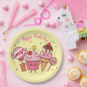 Frohe Geburtstag Eiscreme & Süßigkeiten – Lustiger Pappteller (Party)