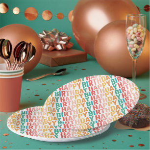 Frohe Geburtstag Farbige Typographie Pappteller