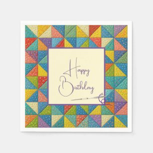 Frohe Geburtstag Farbige Windrad-Quiltvorlage Serviette