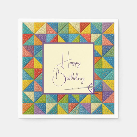 Frohe Geburtstag Farbige Windrad-Quiltvorlage Serviette (Vorderseite)