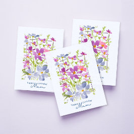 Frohe Geburtstag Mum Wasserfarben Wildblume   Karte