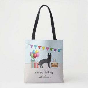 Frohe Geburtstag Schwarzer Deutscher Schäferhund B Tasche