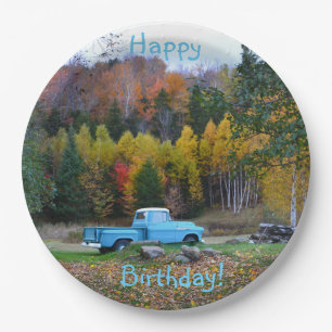 Frohe Geburtstag Vintage LKW Pappteller