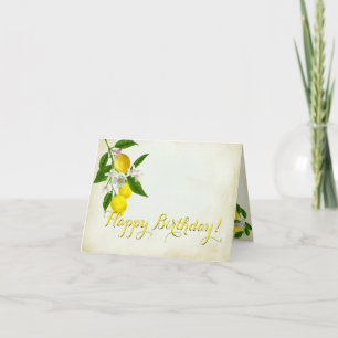 Frohe Geburtstag Wasserfarbe Lemonen und Blumen Karte