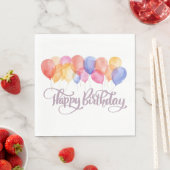 Frohe Geburtstagsballons Aquarell-Geburtstagsfeier Serviette (Beispiel)