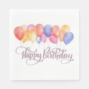 Frohe Geburtstagsballons Aquarell-Geburtstagsfeier Serviette
