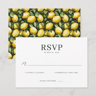 Frohe gelbe Zitronenillustration RSVP Karte