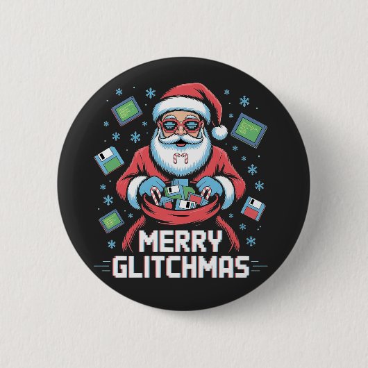 Frohe Glitch-Weihnachten Coder Programmierer Weihn Button (Vorderseite)