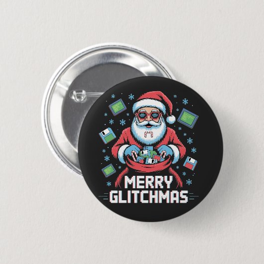 Frohe Glitch-Weihnachten Coder Programmierer Weihn Button (Vorne & Hinten)