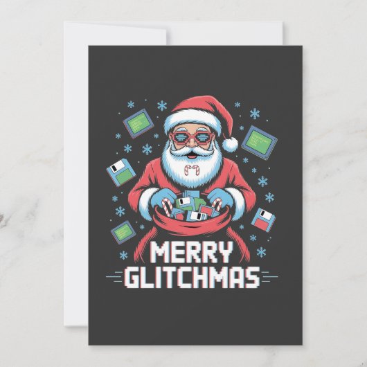 Frohe Glitch-Weihnachten Codierender Programmierer Einladung (Vorderseite)