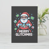Frohe Glitch-Weihnachten Codierender Programmierer Einladung (Stehend Vorderseite)