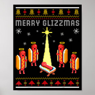 Frohe Glizzmas Hot Dog Lustiger Hässlicher Weihnac Poster