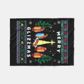Frohe Glizzmas Lustiger hässlicher Weihnachtspullo Fleecedecke (Vorderseite (Horizontal))