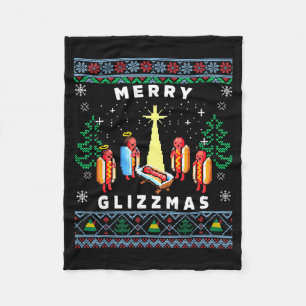 Frohe Glizzmas Lustiger hässlicher Weihnachtspullo Fleecedecke