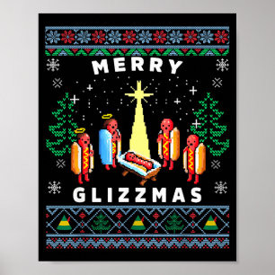 Frohe Glizzmas Lustiger hässlicher Weihnachtspullo Poster