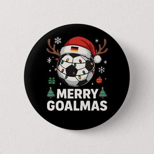 Frohe Goalmas - Lustiger Fußball-Weihnachten Button (Vorderseite)
