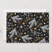 Frohe Gold Schwarz-weiß Pines Weihnachten 2 Foto Einladung (Rückseite)