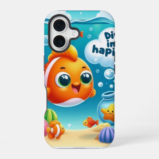 Frohe Goldfish iPhone 16 Hülle (Rückseite)
