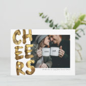 Frohe Goldmedaille im neuen Foto Feiertagskarte (Stehend Vorderseite)