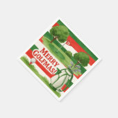 "Frohe Golfmas!" Golfers Frohe Weihnachts-Preppy Serviette (Ecke)