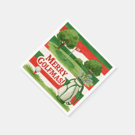 "Frohe Golfmas!" Golfers Frohe Weihnachts-Preppy Serviette (Ecke)