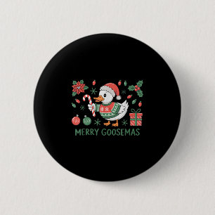 Frohe Goosemas Süße Weihnachtsgans Santa Hut Licht Button
