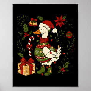 Frohe Goosemas Weihnachtslichter Gans Ente Boho Fl Poster
