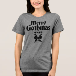Frohe Gothmas Schwarz-Weiß-Zuckerstangen-Herz Tri-Blend Shirt