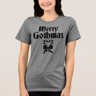 Frohe Gothmas Schwarz-Weiß-Zuckerstangen-Herz Tri-Blend Shirt